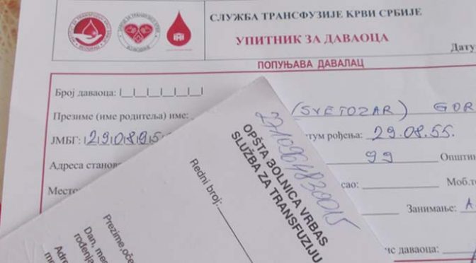 Poziv davaocima – Nedostaju sve krvne grupe