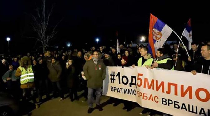 Četvrtu nedelju zaredom održan protest u Vrbasu