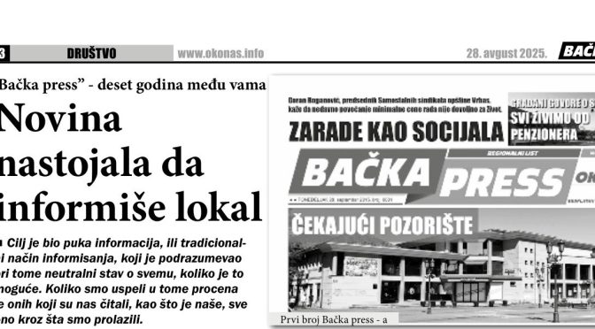 Jubilarni broj novina Bačka press – 200