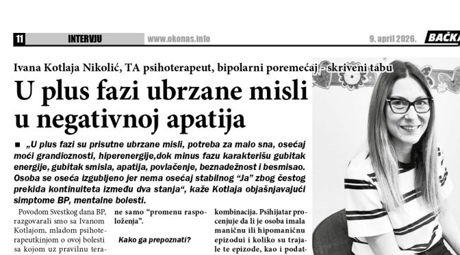 Psihoterapeut Ivana Kotlaja Nikolić, o bipolarnom poremećaju